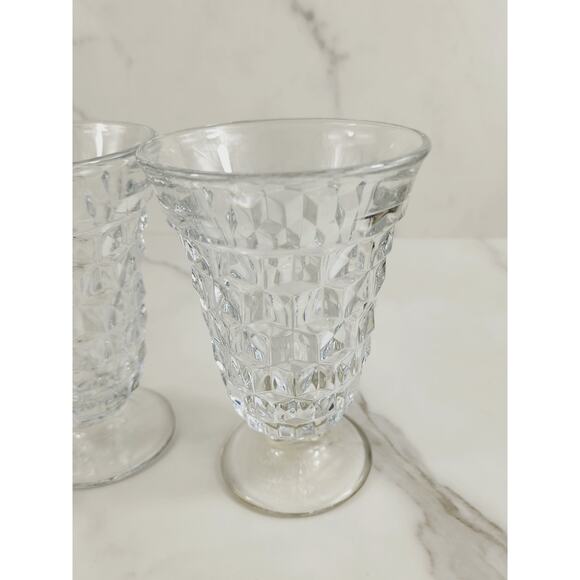 Fostoria Whitehall Iced Tea Water Glasses Footed 6" Cube Pattern 60s Vintage - Picture 6 of 11